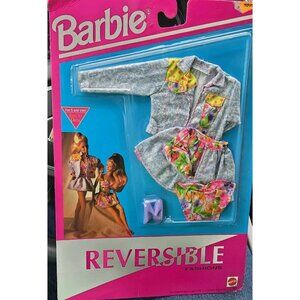 Vintage 1992 MATTEL Barbie Doll Reversible Fashions Denim/Floral Skirt & Top